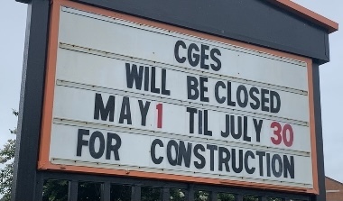 CGES will be closed May 1 til July 30 for construction