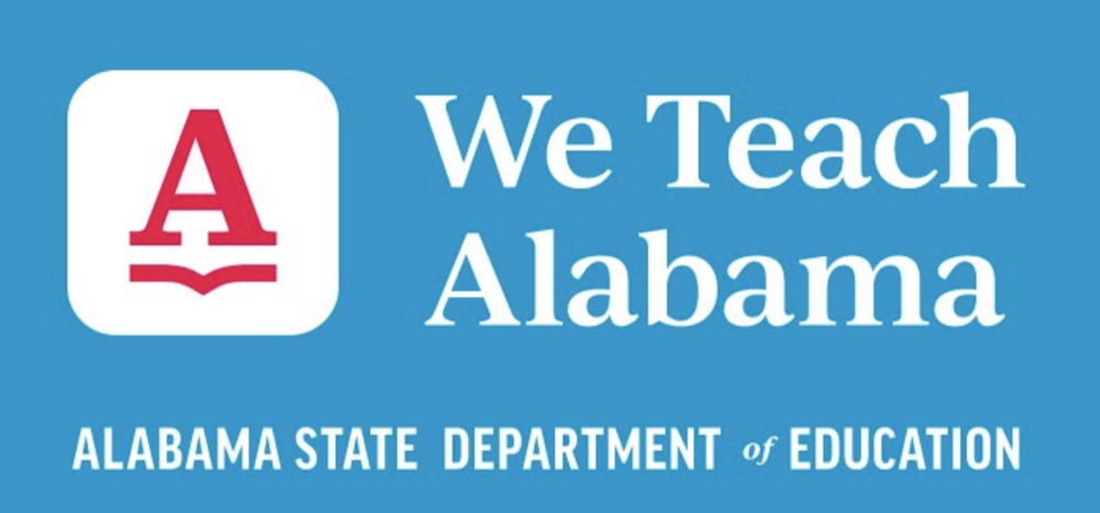 "We Teach Alabama" Logo. "Alabama State Department of Education"