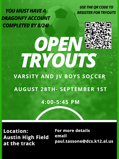 Open Tryouts,  Varsity and JV Boys Soccer