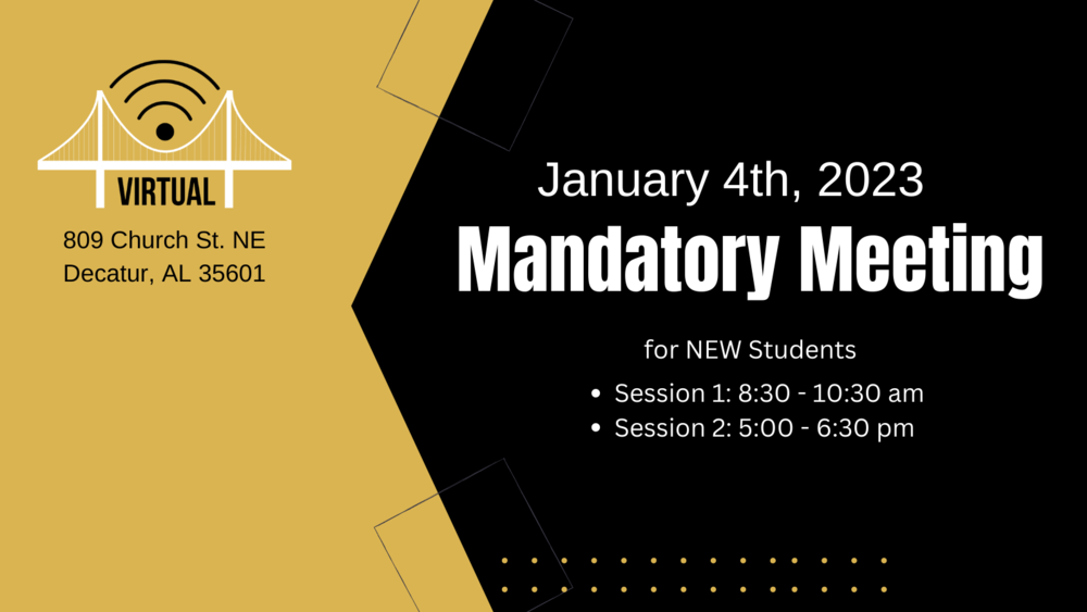 Mandatory Meeting announcement for New Students