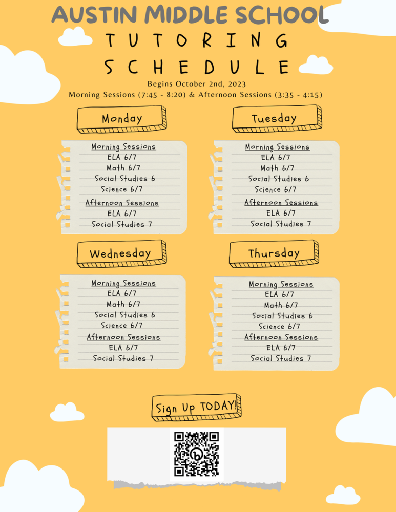 October Tutoring Schedule